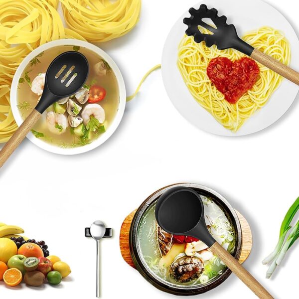 8% OFF ON15-Piece Silicone Wooden Handle Kitchen Utensils Set, - Image 5