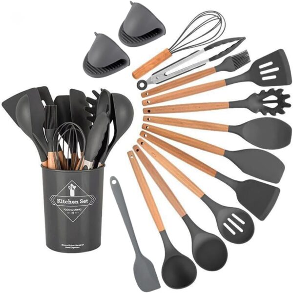 8% OFF ON15-Piece Silicone Wooden Handle Kitchen Utensils Set, - Image 4