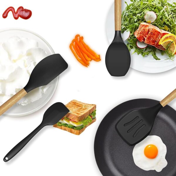 8% OFF ON15-Piece Silicone Wooden Handle Kitchen Utensils Set, - Image 7