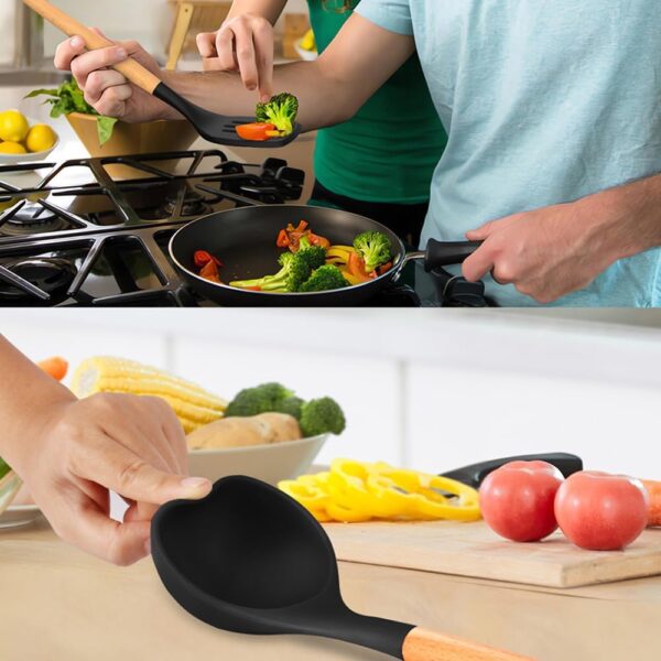8% OFF ON15-Piece Silicone Wooden Handle Kitchen Utensils Set, - Image 8